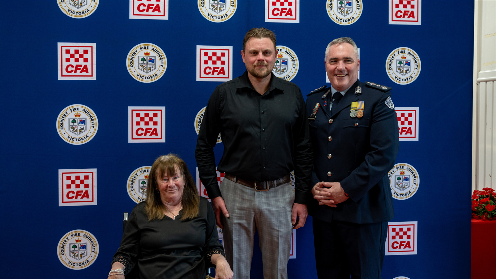 Nikki Gill, Jon Croft and CFA Chief Officer Jason Heffernan